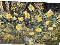 Ancient Large Painting Painting On Oil Nature Dead Bouquet Flower Frame Wood