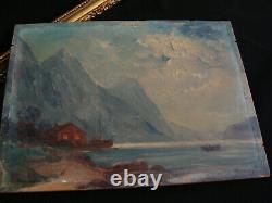 Ancient Marine Painting Signed Oil On Wooden Panel