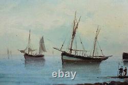 Ancient Oil On Panel Depicting A Navy Animated Signature Normandy