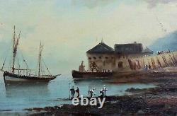Ancient Oil On Panel Depicting A Navy Animated Signature Normandy