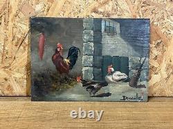 Ancient Oil On Wood 19th Century, Bass Court Scene, Signed Brunville (2)