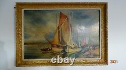 Ancient Oil Painting Painting On Signed Marine Wood Panel. Mr. Duvivier