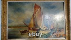 Ancient Oil Painting Painting On Signed Marine Wood Panel. Mr. Duvivier