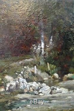 Ancient Painting Around Courbet Diaz De La Pena Animated Landscape River Forest
