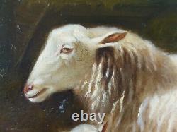 Ancient Painting Brebis And Its Lamb Painting Oil Antique Painting Ölgemälde