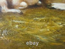 Ancient Painting Brebis And Its Lamb Painting Oil Antique Painting Ölgemälde