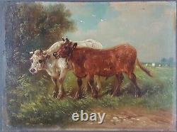 Ancient Painting Cows In The Pre Painting Oil Antique Old Painting Ölgemälde
