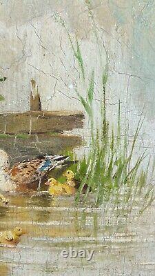 Ancient Painting Ducks Painting Oil Antique Oil Painting Ölgemälde Dipinto