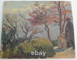 Ancient Painting, Oil On Wood Signed André Douhin (1863-1936) Southern Landscape