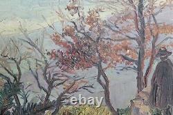 Ancient Painting, Oil On Wood Signed André Douhin (1863-1936) Southern Landscape