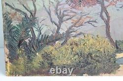 Ancient Painting, Oil On Wood Signed André Douhin (1863-1936) Southern Landscape