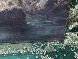 Ancient Painting Oil School of Barbizon Mountain 19th Century Levigne Godchaux