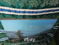 Ancient Painting Oil School of Barbizon Mountain 19th Century Levigne Godchaux