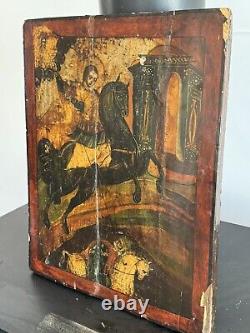 Ancient Painting/Oil on Wood/Early 17th Century/Battle Scene/42x32cm