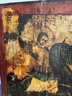 Ancient Painting/Oil on Wood/Early 17th Century/Battle Scene/42x32cm