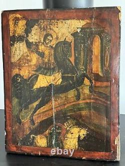 Ancient Painting/Oil on Wood/Early 17th Century/Battle Scene/42x32cm