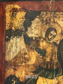 Ancient Painting/Oil on Wood/Early 17th Century/Battle Scene/42x32cm