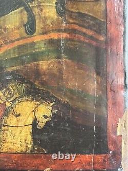Ancient Painting/Oil on Wood/Early 17th Century/Battle Scene/42x32cm