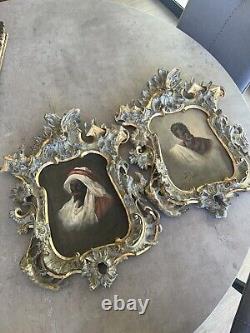 Ancient Painting/Oil on Wood/Early 18th Century/Pair of Regency Frames/44x33cm