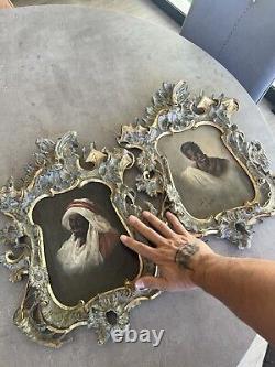 Ancient Painting/Oil on Wood/Early 18th Century/Pair of Regency Frames/44x33cm