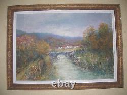 Ancient Painting Oil on Wood Landscape. Signed J. Lauth. Impressionism