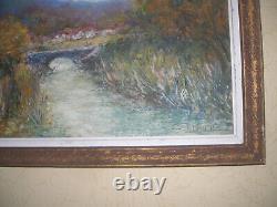 Ancient Painting Oil on Wood Landscape. Signed J. Lauth. Impressionism