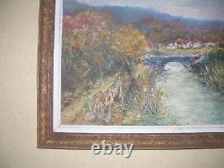 Ancient Painting Oil on Wood Landscape. Signed J. Lauth. Impressionism