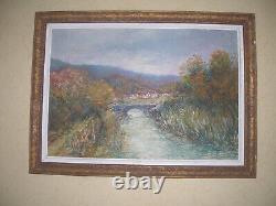 Ancient Painting Oil on Wood Landscape. Signed J. Lauth. Impressionism