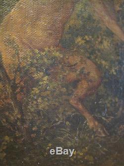 Ancient Painting Portrait Nude Woman Fauna Nymphs Oil Canvas Symbolism Nineteenth