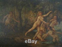 Ancient Painting Portrait Nude Woman Fauna Nymphs Oil Canvas Symbolism Nineteenth
