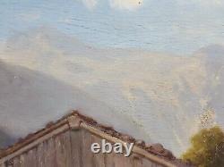 Ancient Painting Scene of Life in the Mountains Antique Oil Painting