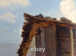 Ancient Painting Scene of Life in the Mountains Antique Oil Painting