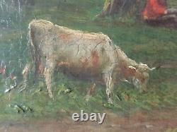 Ancient Painting Sheep And Cows With Pasture Painting Oil Antique Painting