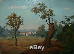 Ancient Painting Signed Lorenzi Landscape Of Italy 1952, Superb Invoice Hsp