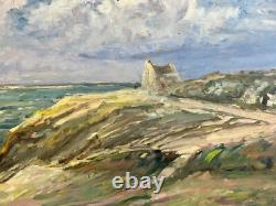 Ancient Painting Signed Maritime Landscape Brittany Sea