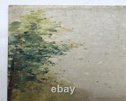 Ancient Painting Signed, Oil On Panel, Boulogne Wood Crew, Late 19th Century