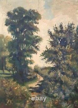 Ancient Painting, Wooded Path, Oil On Panel, Painting, Late 19th Century
