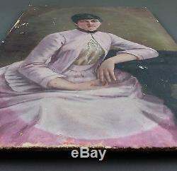 Ancient Painting Young Woman Painting Oil Antique Oil Painting