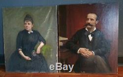 Ancient Pair Of Paintings Portraits Nineteenth Hsp 1888 Paris F. Its