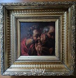 Ancient Panel Oil on Wood 2 Heads of Apostles 17th Century