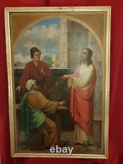 Ancient Religious Painting Signed Hockay, Dated 1930, Large Size