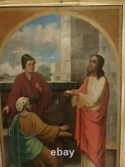 Ancient Religious Painting Signed Hockay, Dated 1930, Large Size