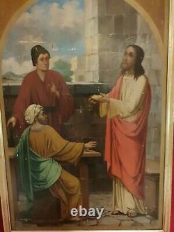 Ancient Religious Painting Signed Hockay, Dated 1930, Large Size