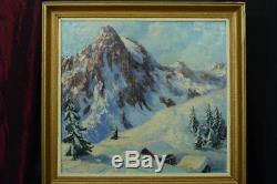 Ancient Table Hsp Mountain Landscapes Summitted Snow Alps Signed Forest 1930