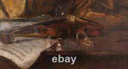 Ancient Tableau Emile Boulard Violin Instrument Music Impressionism
