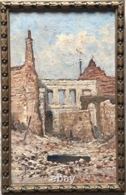 Ancient Tableau of War (1914-1918) Ruins in France 20th Century
