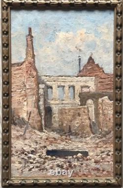 Ancient Tableau of War (1914-1918) Ruins in France 20th Century