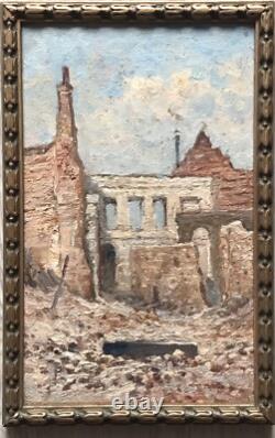 Ancient Tableau of War (1914-1918) Ruins in France 20th Century