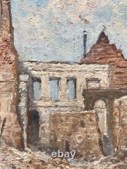 Ancient Tableau of War (1914-1918) Ruins in France 20th Century