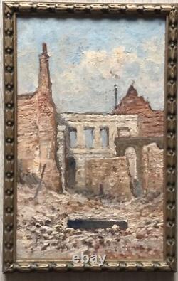 Ancient Tableau of War (1914-1918) Ruins in France 20th Century